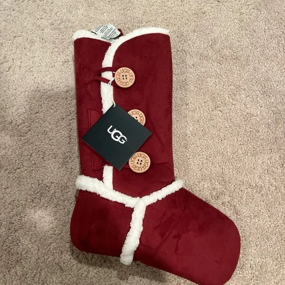UGG Brown and Burgundy Christmas Stockings - Picture 3 of 5